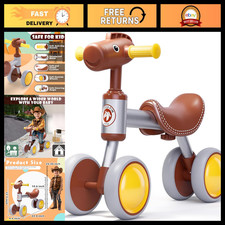 Toddler Balance Bike 1-2 Years, 4-Wheel No Pedal Baby Bike for Boys Girls