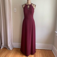 Azazie maron dress maxi size A12 sleeveless halter womens 114/168