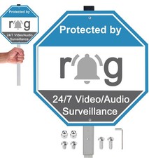 1 Pack Security Yard Sign,10" x 10" Aluminum Audio/Video Small Signage, Blue