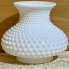Hobnail White Milk Glass Hurricane 5"H Lamp Shade 3-1/4"Lantern Globe Fitter Vtg