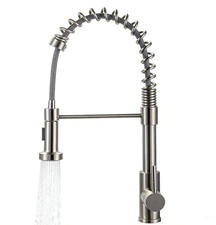 Kitchen Sink Faucet Brushed Nickel Single Handle Pull Out Sprayer Stainless