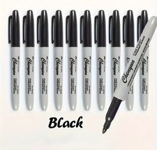 10 X Black Marker Pens Fine Bullet Tip Permanent Markers Fine Tip FREE FAST POST