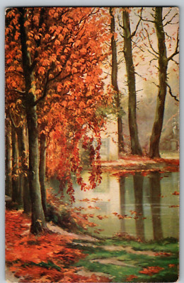 Autumn Wooded Landscape Charles Blondin Salon de l'Ecole Francaise Postcard