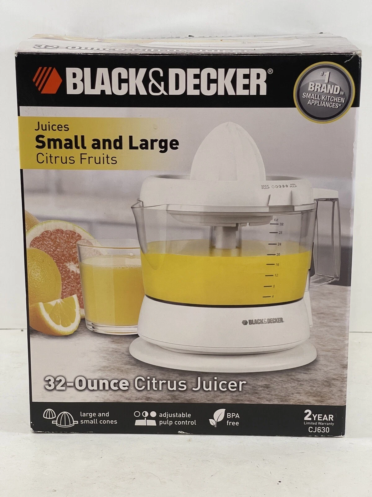Black & Decker CJ625 32 Oz Citrus Juicer with Adjustable Pulp Control Open Box