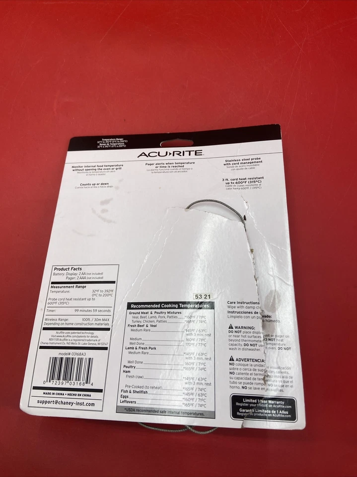 Acu-Rite Wireless Cooking Kitchen Thermometer with Wireless Pager 03168A3 Pack - Image 3 of 3