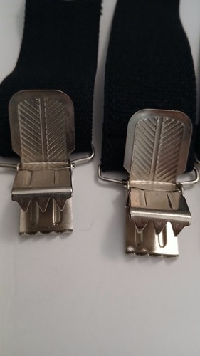 Dickies 1.5 inch Black Adj. Straight Clip Suspender. Leather Patch. One Size. - Picture 2 of 9