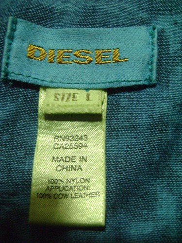 VTG DIESEL MENS Lg L/S MOTTLED BLUE NYLON WESTERN PEARL SNAP SHIRT - Picture 16 of 16