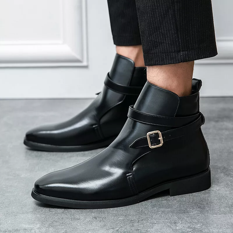 Mens Retro Fashion Business Casual High Top Buckle Shoes New 38-48 Ankle  Boots | eBay