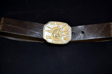 Vintage Leather belt 1886-1986 Of Lady Statue Of Liberty Two Tone Belt Buckle