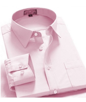 Men's Regular Fit Long Sleeve French Cuff One Pocket Oxford Dress Shirt Pink