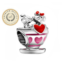 Dije para pareja en la taza para pulsera, dije de dibujos animados, dije de plata de ley
