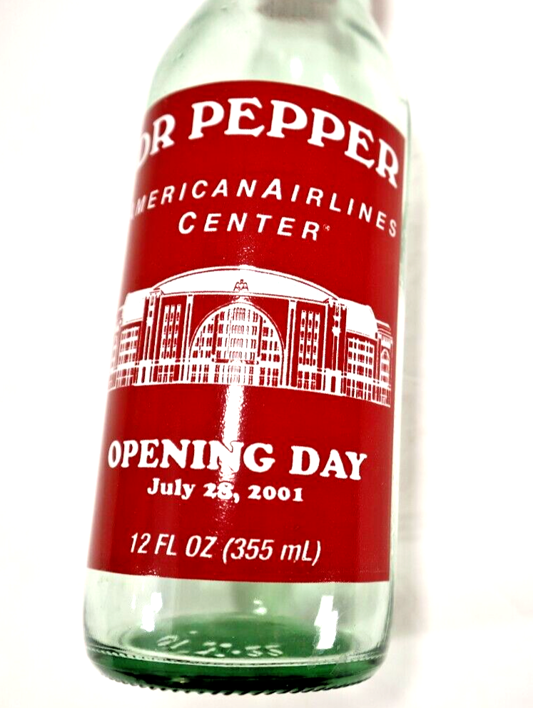 Vintage 2001 Dr. Pepper Bottle W/Cap American Airlines Center Opening
