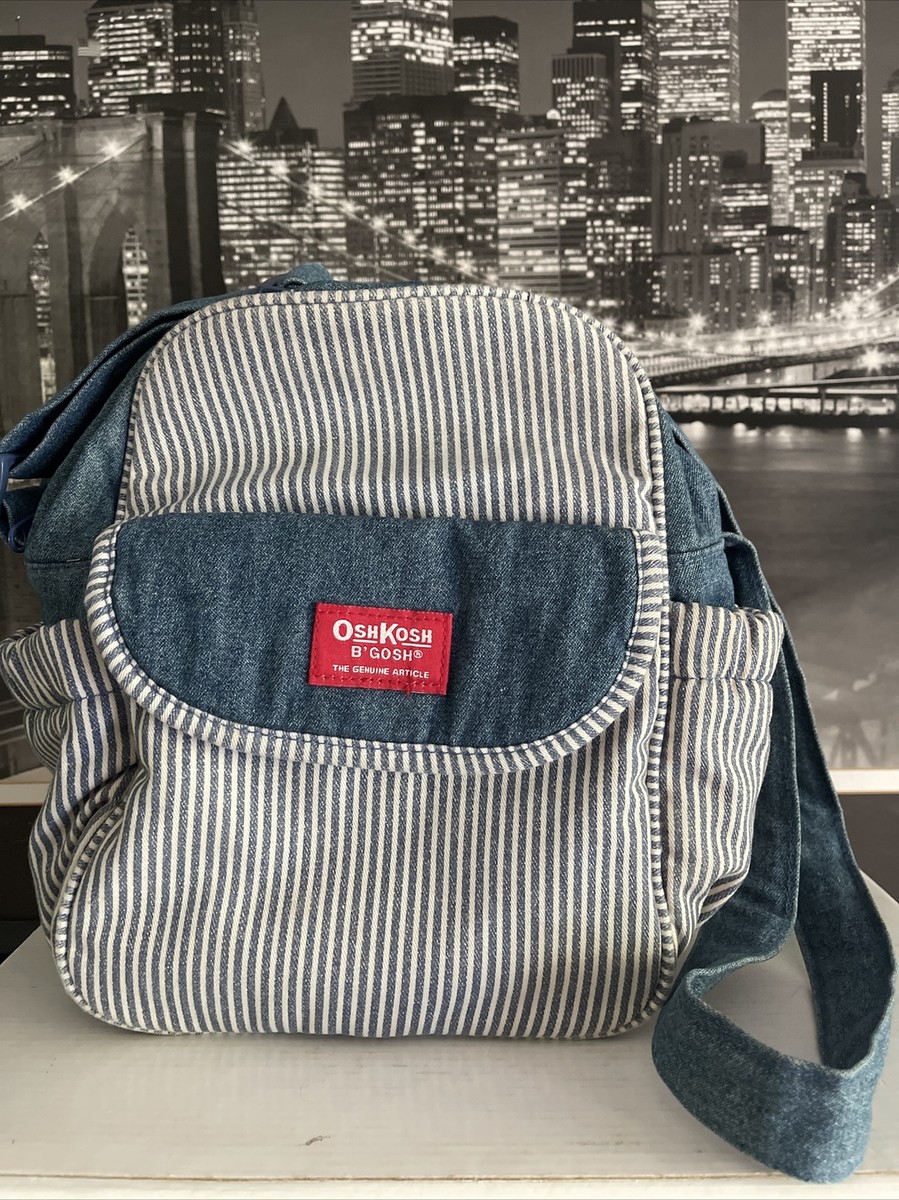 Vintage 1980's Oshkosh b gosh Zipper Diaper Bag RARE Blue Jean