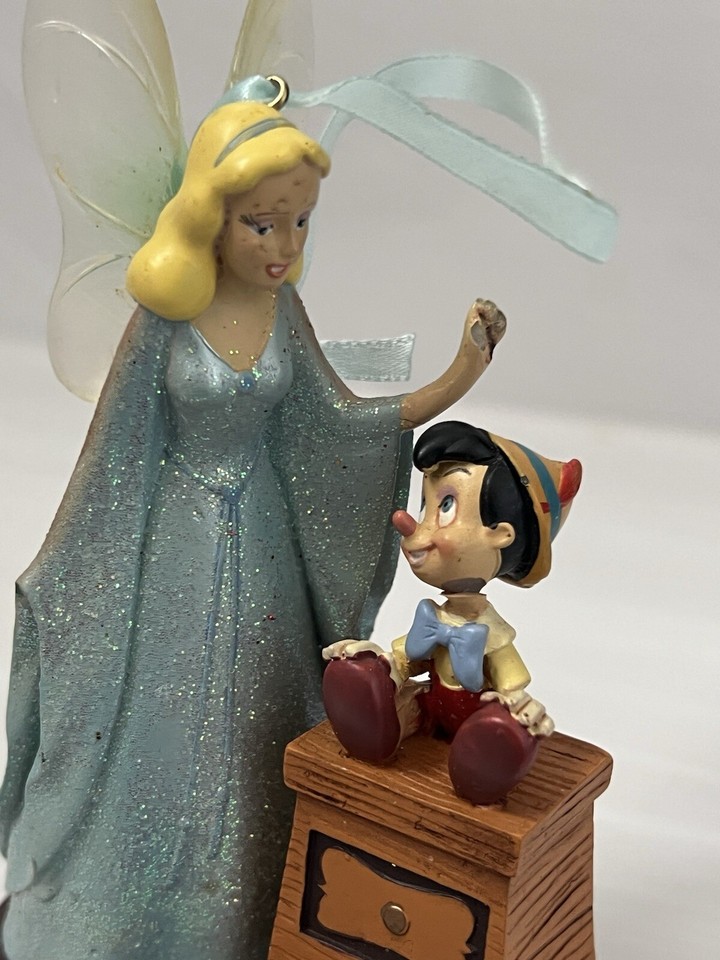 RARE Disney Store Sketchbook Pinocchio & Blue Fairy Christmas Ornament