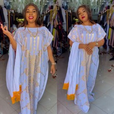 Hijab African Women Satin Long Dress Loose Dashiki Kaftan Cocktail Gown Prom