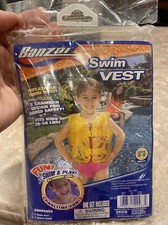 Banzai Inflatable Swim Vest Kids 30 - 50lbs Age 3 - 5yrs 2 Chamber Safety
