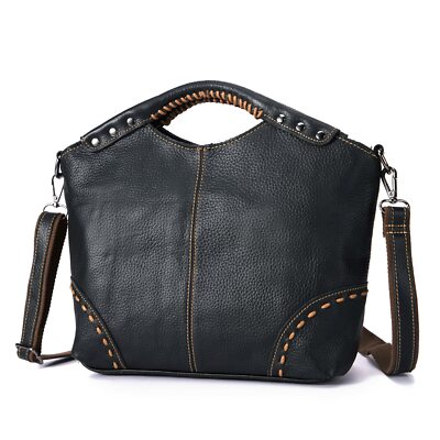 Le'aokuu Women Genuine Leather Vintage Shoulder Handbags Messenger Tote Bag