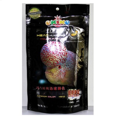 Okiko Flowerhorn  Fish Food Quick Big Head Fast Mark Floating Pellets 1x100g.
