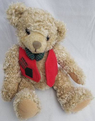 Hallmark 1995 Tyler Teddy Bear Wearing Red Vest & Bow Tie Vintage 10"