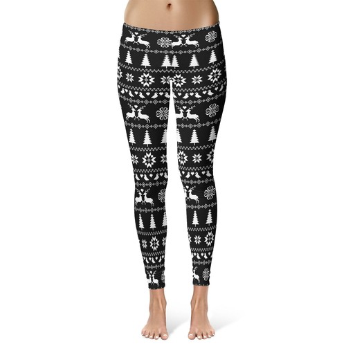 Womens Reindeer Leggings Funny Ugly 