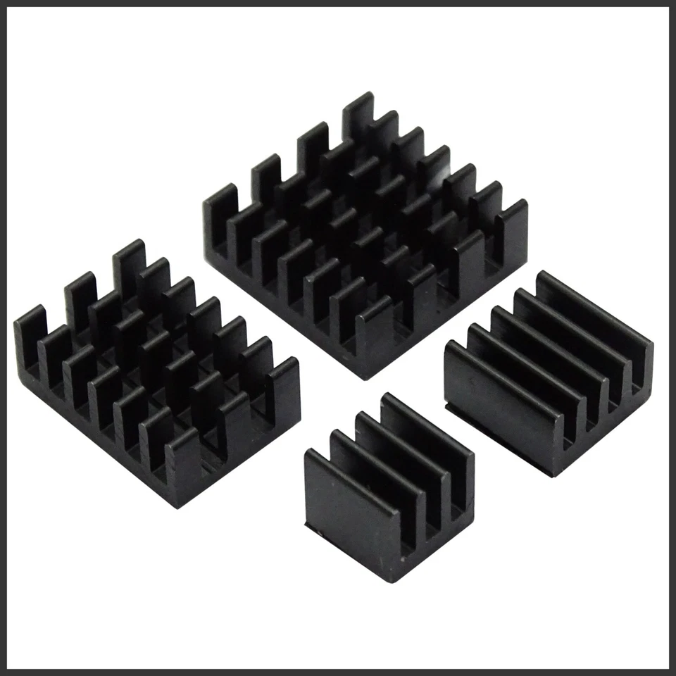 4tlg. Set Kühlkörper schwarz für Raspberry Pi 4 Model B Arduino inkl. Klebefolie