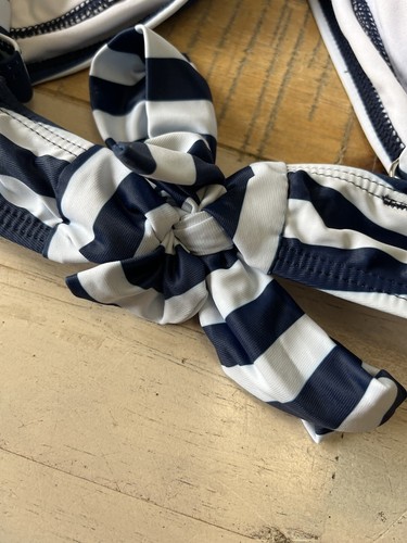 High Waisted, Modest Bikini Set- Size LARGE - Navy and White- NEW WITH TAGS - Picture 10 of 15
