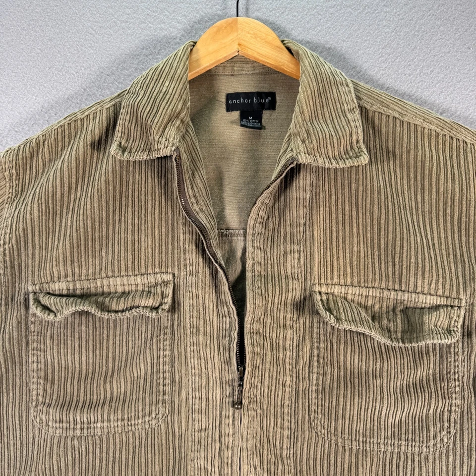 Chaqueta de pana azul ancla vintage para hombre mediana verde cremallera completa ropa exterior Foto 4 de 4