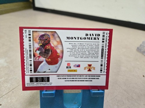 2019 Contenders Draft Picks College Ticket Optic David Montgomery Rookie Auto RC - Picture 2 of 2