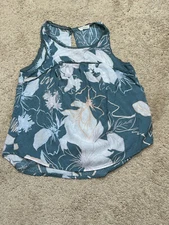 Lovestitch Womens Shirt Size Small Multicolor Floral Print Crochet Accent Flowy