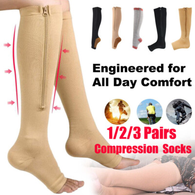 3Pair Toeless Compression Socks for Men Women Open Toe Support Socks 20-30 mmg