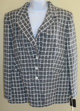 Nwt Louis Feraud Sz 16 46 Xl $1255 Woven French Navy White Tweed Jacket Blazer