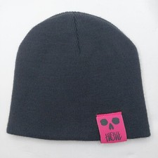 Pink Skull Knit Black Beanie Hat Cap Bayside Made In USA