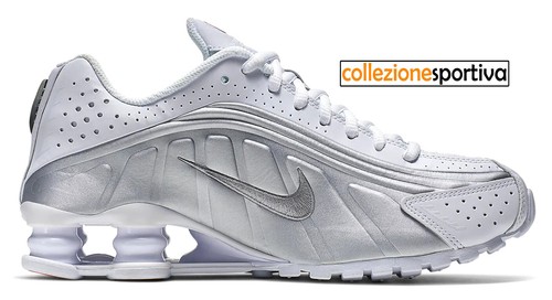 SCARPE UOMO/DONNA NIKE SHOX R4 (GS) - BQ4000-100 col. bianco/metallic  silver | eBay