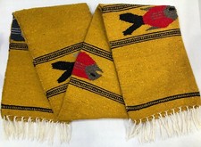Mexican Falsa Blanket Fish Print Artisan Handwoven Tapestry Yoga Throw Rug XL 03