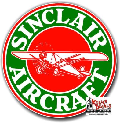 (SINC-5) 18'' SINCLAIR AVIATION GASOLINE DECAL GAS AND OIL GAS PUMP STICKER