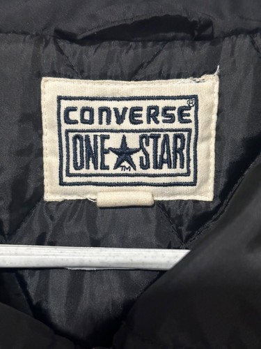 Converse One Star Mens Black Zip Up Jacket Pockets Rain Quilted Lined Size XL - Picture 3 of 5