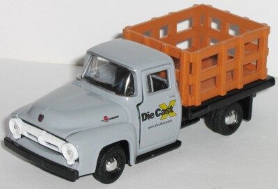 DIE CAST X / 1956 56 FORD F-100 / Hood & Door Open / Rubber Tire Stake Bed Truck