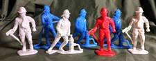 Firefighters Figures Plastic Red White Blue Lot of 7 Approx. 2.5"