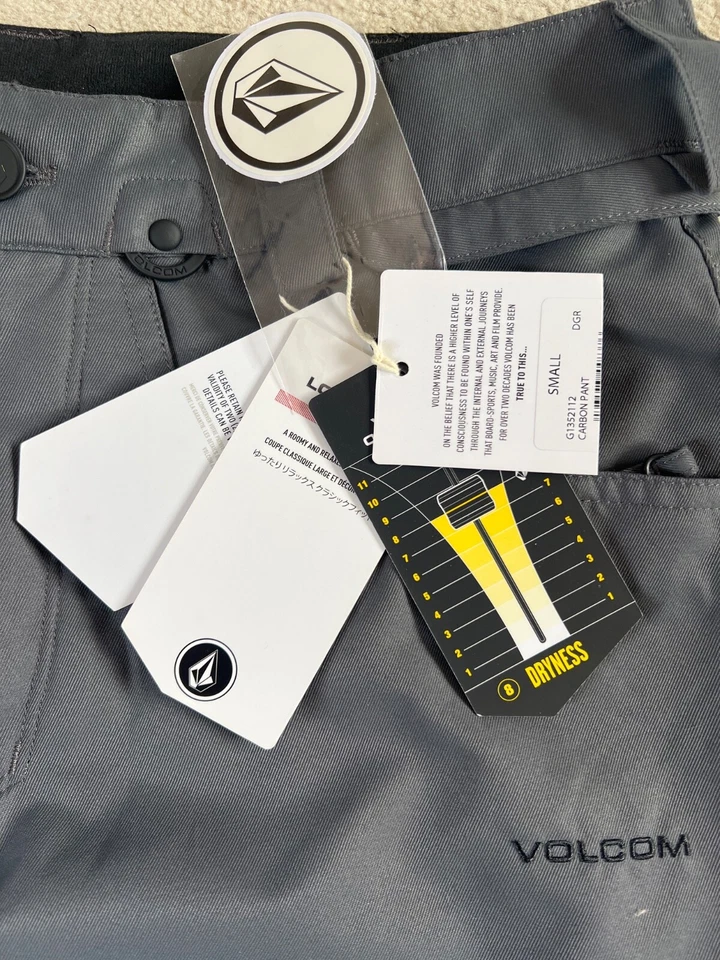 Pantalón de snowboard de carbono gris Volcom para hombre Ergo Fit G1352112 talla pequeña nuevo con etiquetas Foto 3 de 4