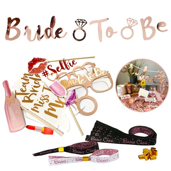 Jga Hochzeit Party Accessoire Set Bride To Be Girlande ArmbäNder Fotorequisiten-image