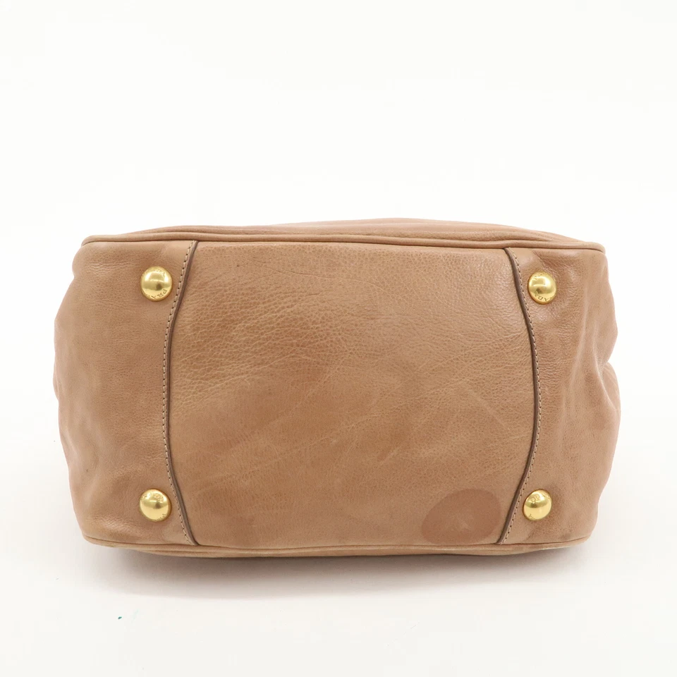 PRADA Ribbon 2Way Hand Bag Shoulder Bag Beige Leather BN2245 Auth Used - Image 4 of 4