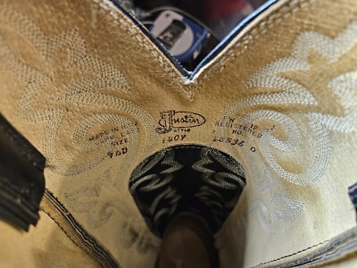 Justin 1417 Vtg Pointed Toe Cowboy Boots Mens 9.5 D Damaged  display picture 1