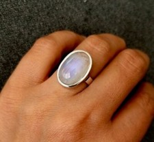 Nice Rainbow Moonstone Gemstone 925 Sterling Silver Handmade Ring All Size S-41