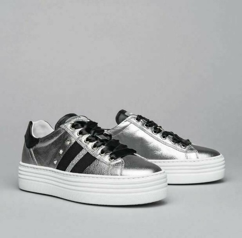 Scarpe Nero Giardini donna sneaker I013370D pelle acciaio made in Italy |  eBay