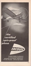 Ercoupe Vintage Print Ad 1946 Certified Spin-Proof Plane Aviation