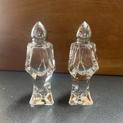 Vintage West Germany Crystal Salt & Pepper Shakers Mid Century Cut Glass Pair