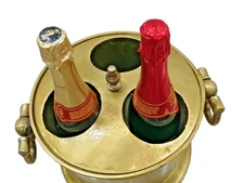 Antique Wine & Beer Cooler Bucket with Lid – 3 Bottle Holder, Vintage Bar