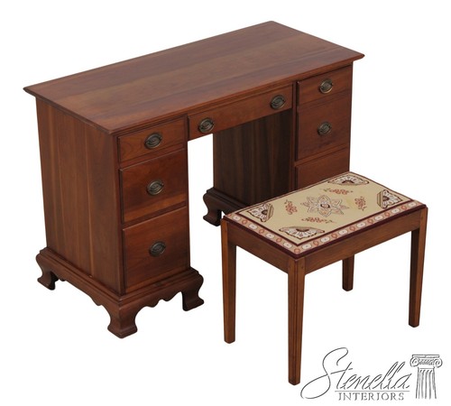 F72608: STICKLEY Cherry Kneehole Desk Vanity & Bench