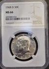 1968-D  KENNEDY  US Silver Half Dollar,  Certified MS66 by NGC