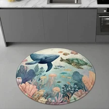 [1 Flannel Floor Mat,Aquarium Exploration Day Theme,Ocean Culture Festival Mat,B